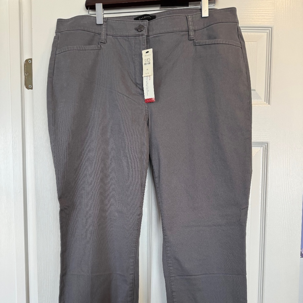 Talbots NWT Women Straight Leg Stretch Mid Rise Pants Gray 16
